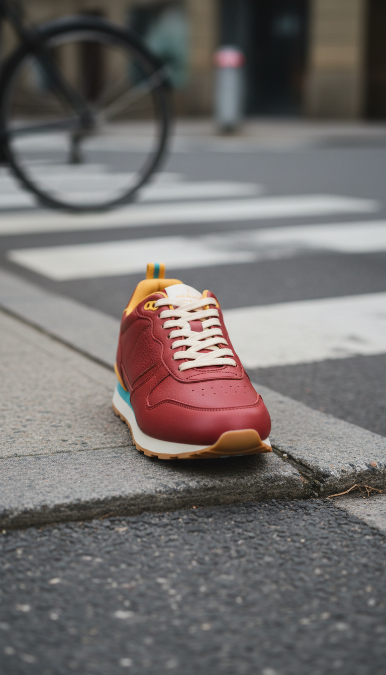 Tenis atléticos de piel Brick Red