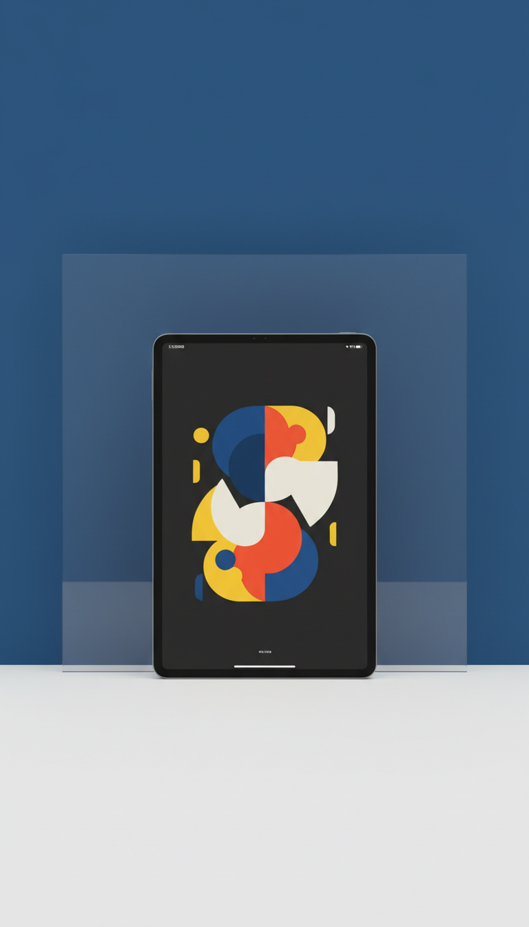 Tablet asset gráfico tipográfico audaz