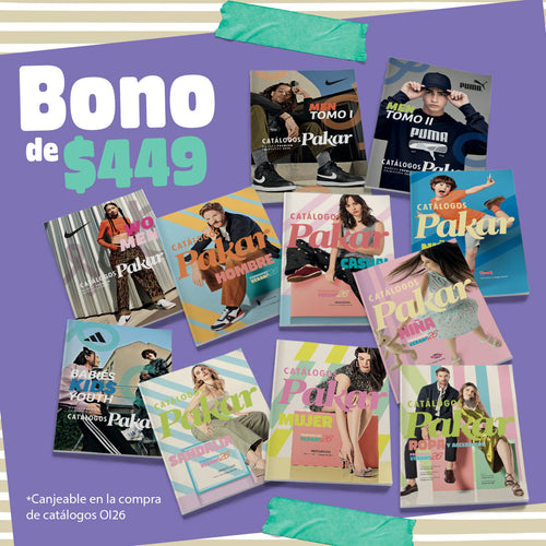Catálogos Pakar. Combo temporal - Bono de $449.
